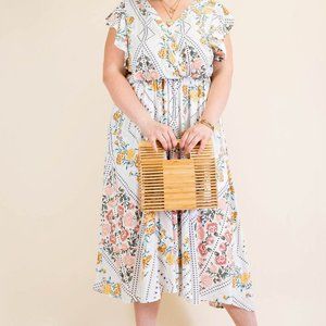 Kori White Floral Midi Dress - XL